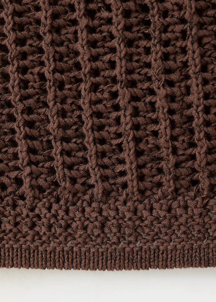 Short-sleeved crochet cardigan — Chocolate
