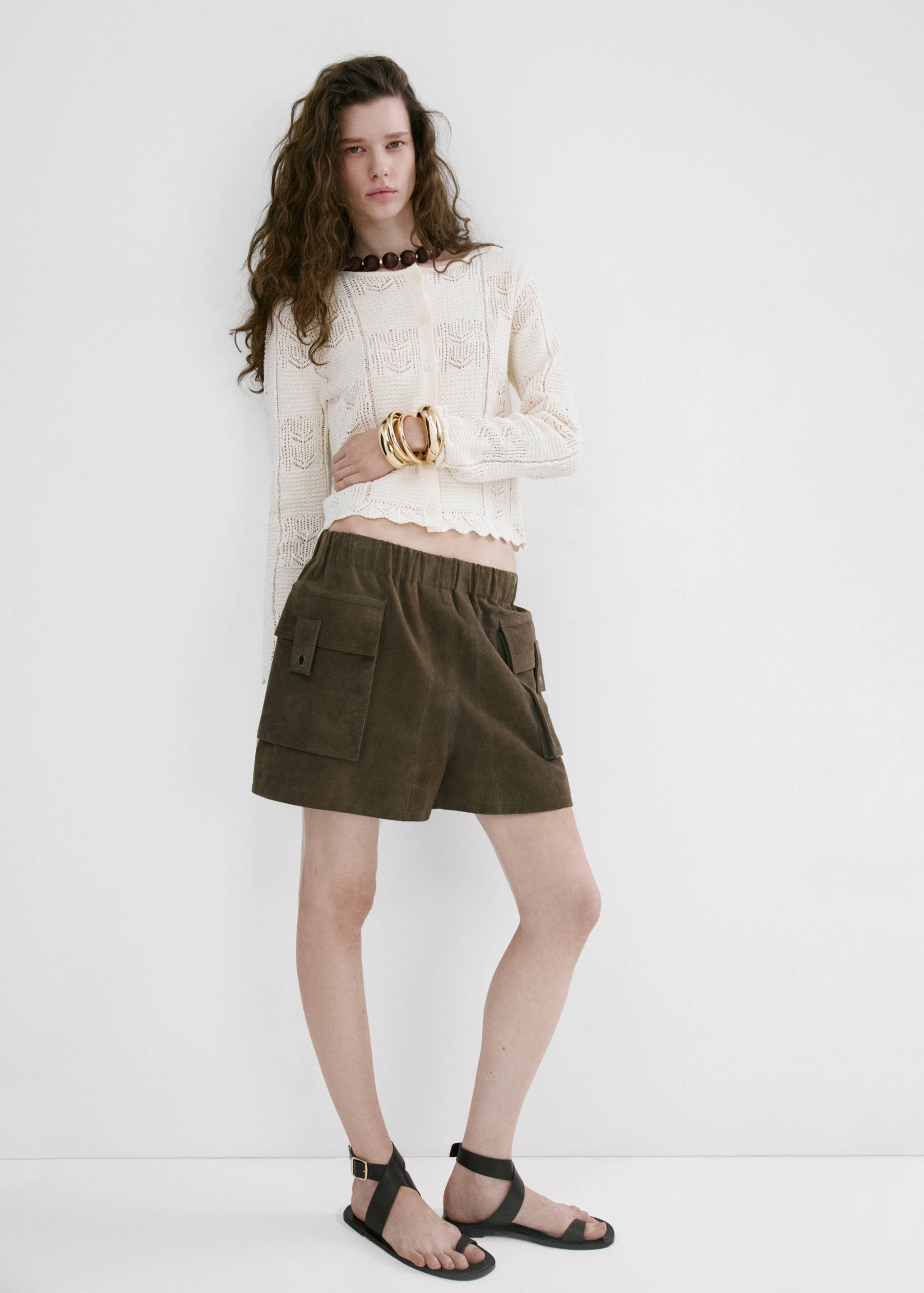 Cárdigan punto detalles calados - Plano general