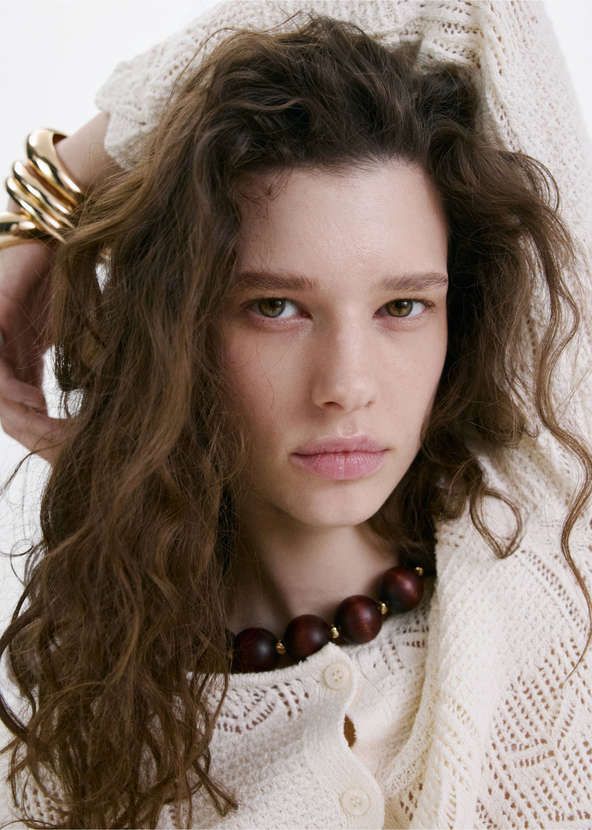 Cárdigan punto detalles calados - Detalle del artículo 1, Crudo. Ref: 27057144-00.