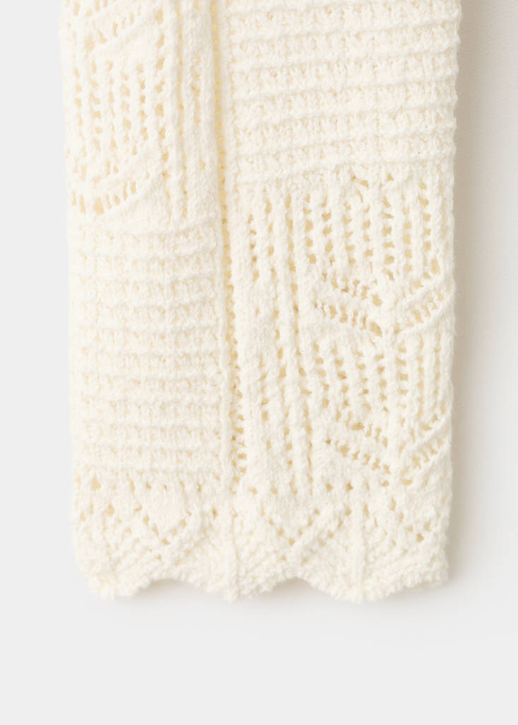 Openwork detail knit cardigan — Ecru