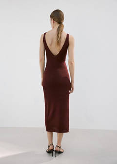 V-neck knitted dress — Burnt Orange 3