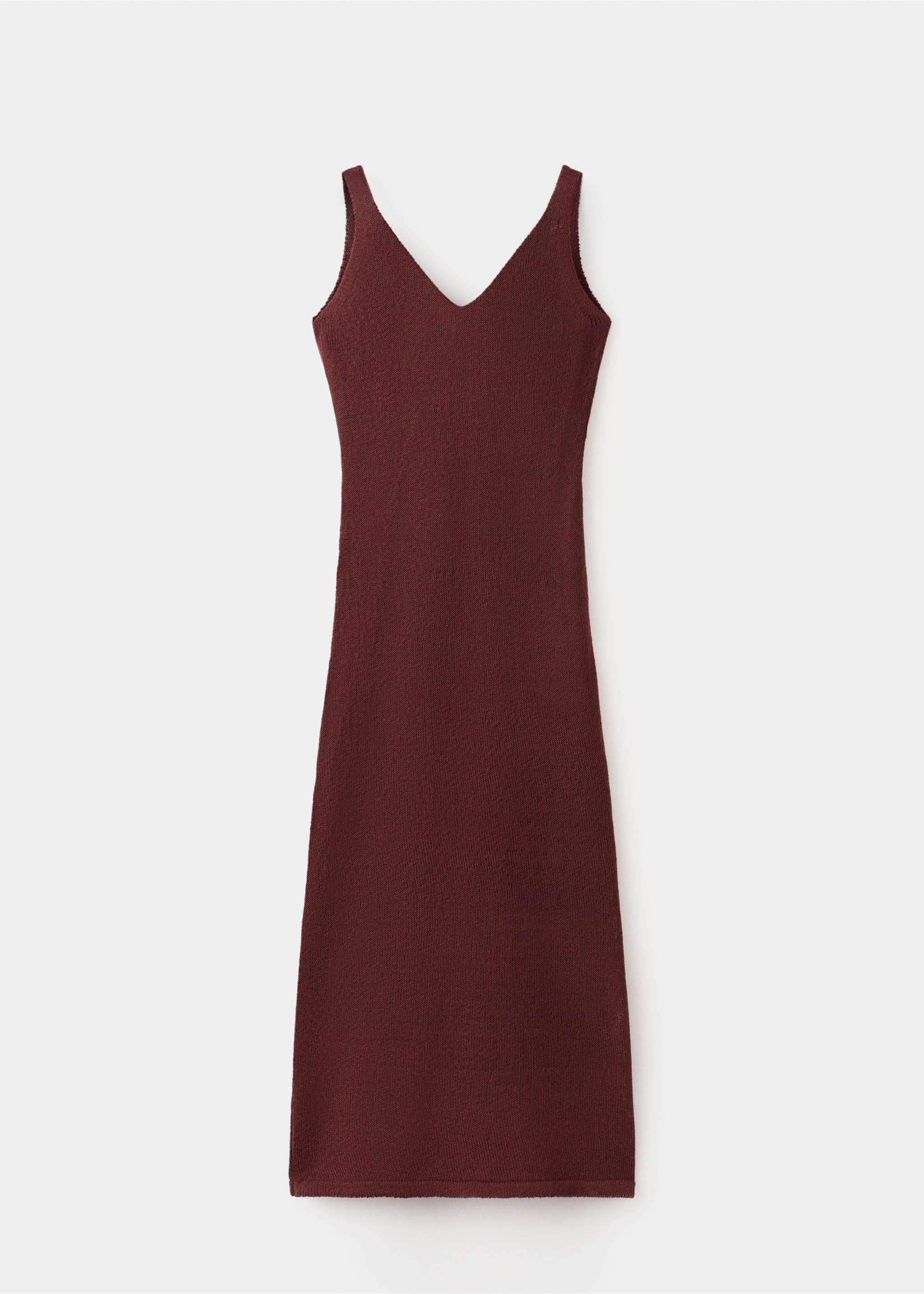 V-neck knitted dress - Article without model, Burnt Orange. Ref: 27057145-00.