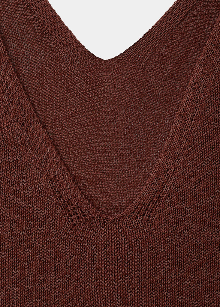 V-neck knitted dress — Burnt Orange