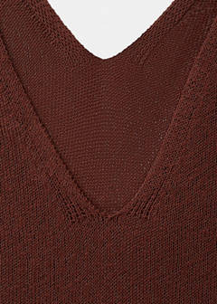 V-neck knitted dress — Burnt Orange 9
