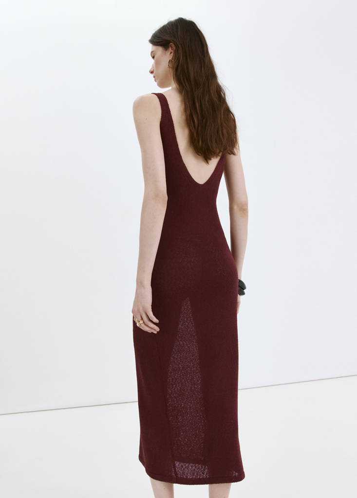 V-neck knitted dress — Burnt Orange