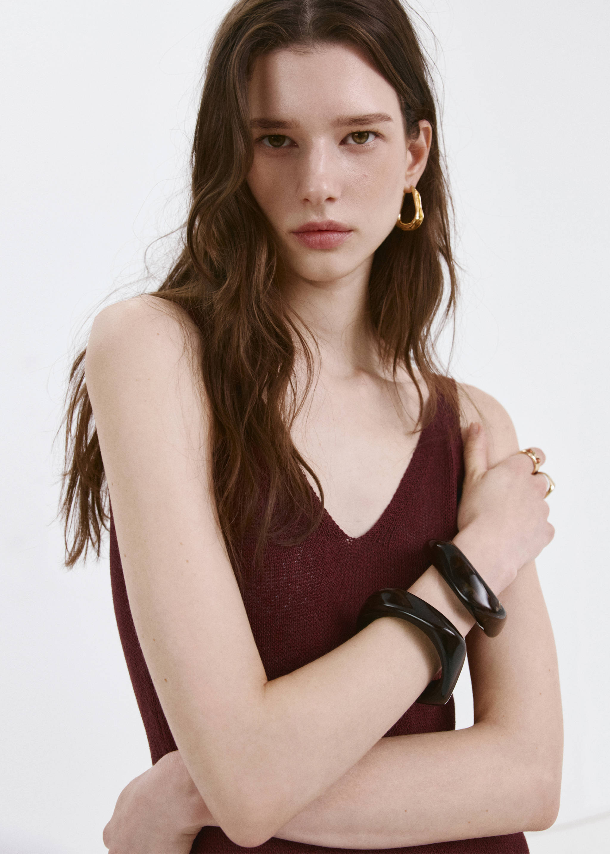 V-neck knitted dress - Details of the article 1