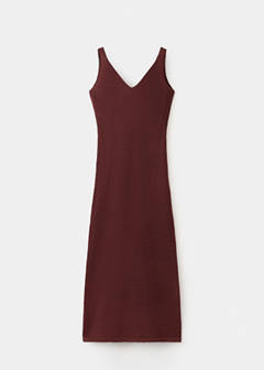 V-neck knitted dress — Burnt Orange 17