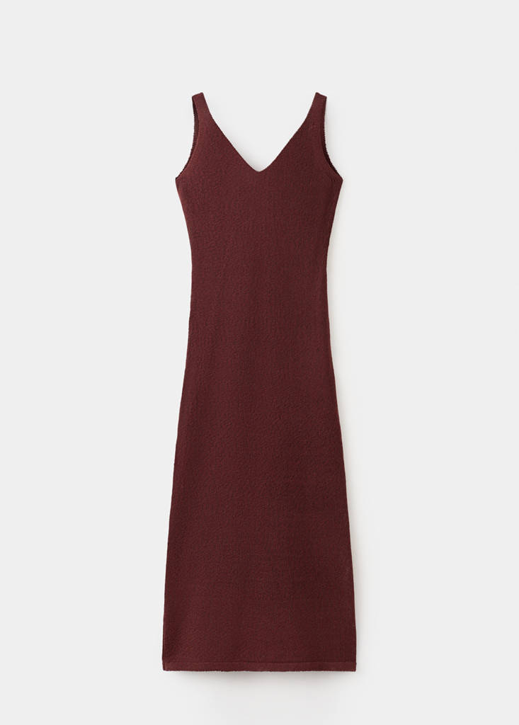 V-neck knitted dress — Burnt Orange