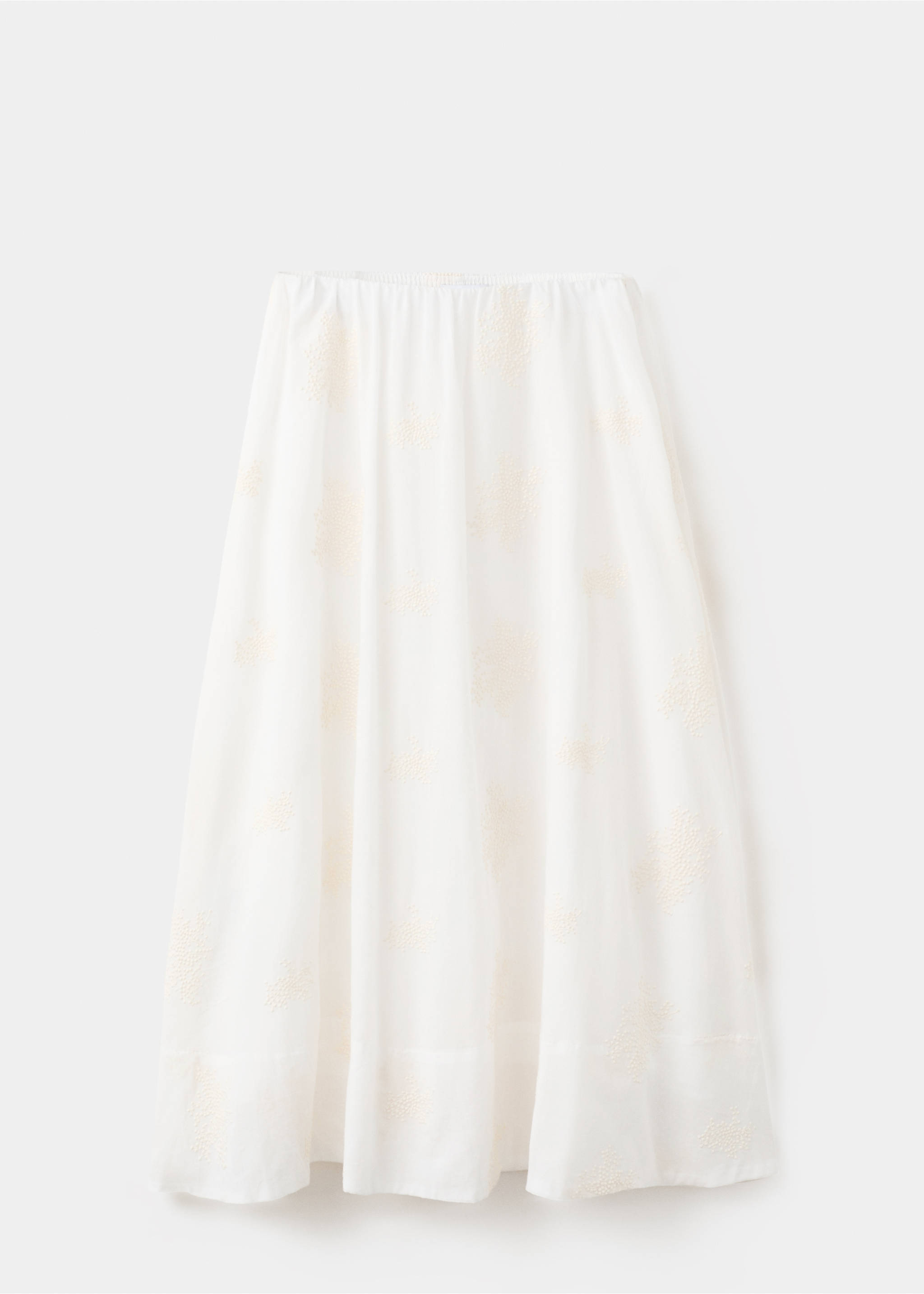 Cotton skirt with embroidery details - Article without model, Ecru. Ref: 27057148-00.