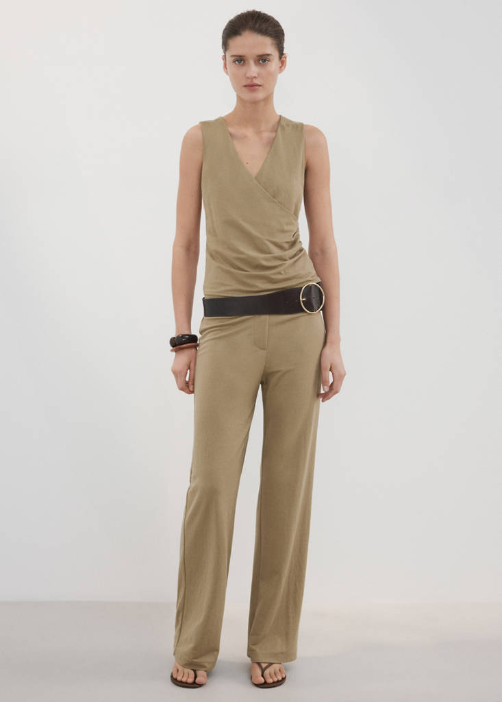 Straight mid-rise trousers — Medium Brown