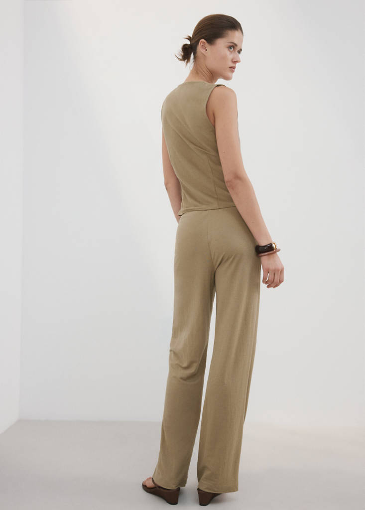 Straight mid-rise trousers — Medium Brown