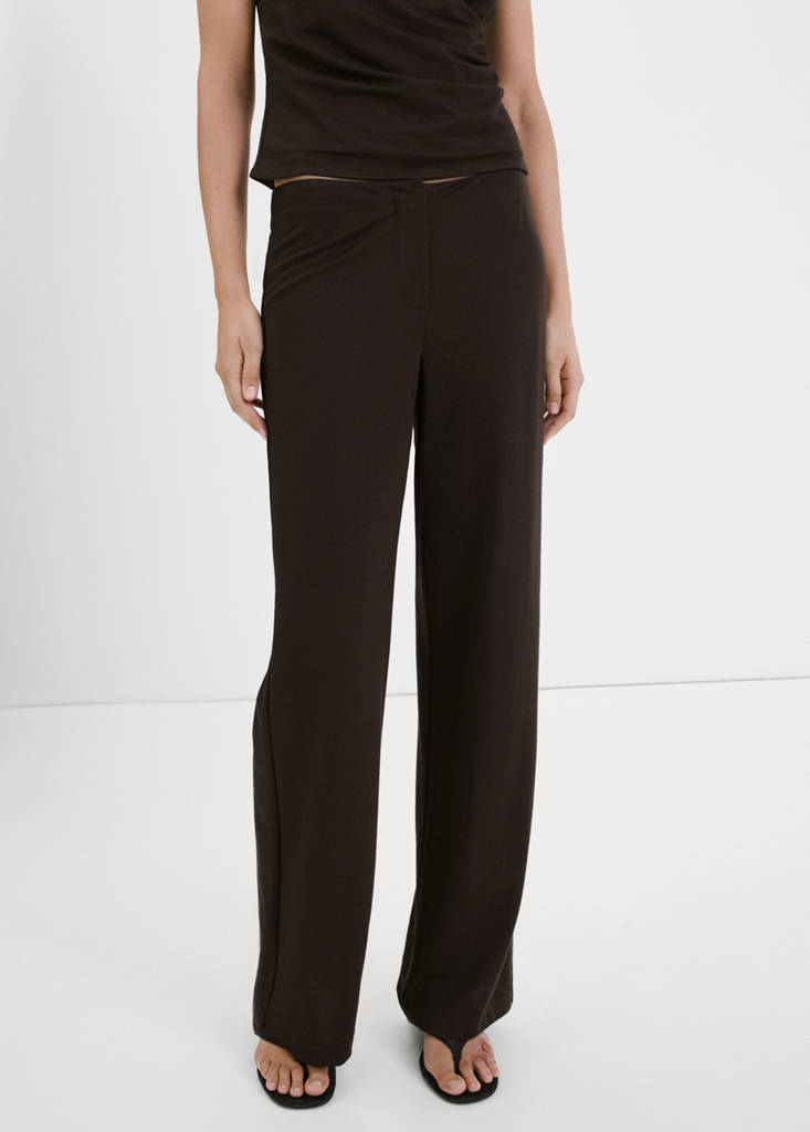 Straight mid-rise trousers — Brown