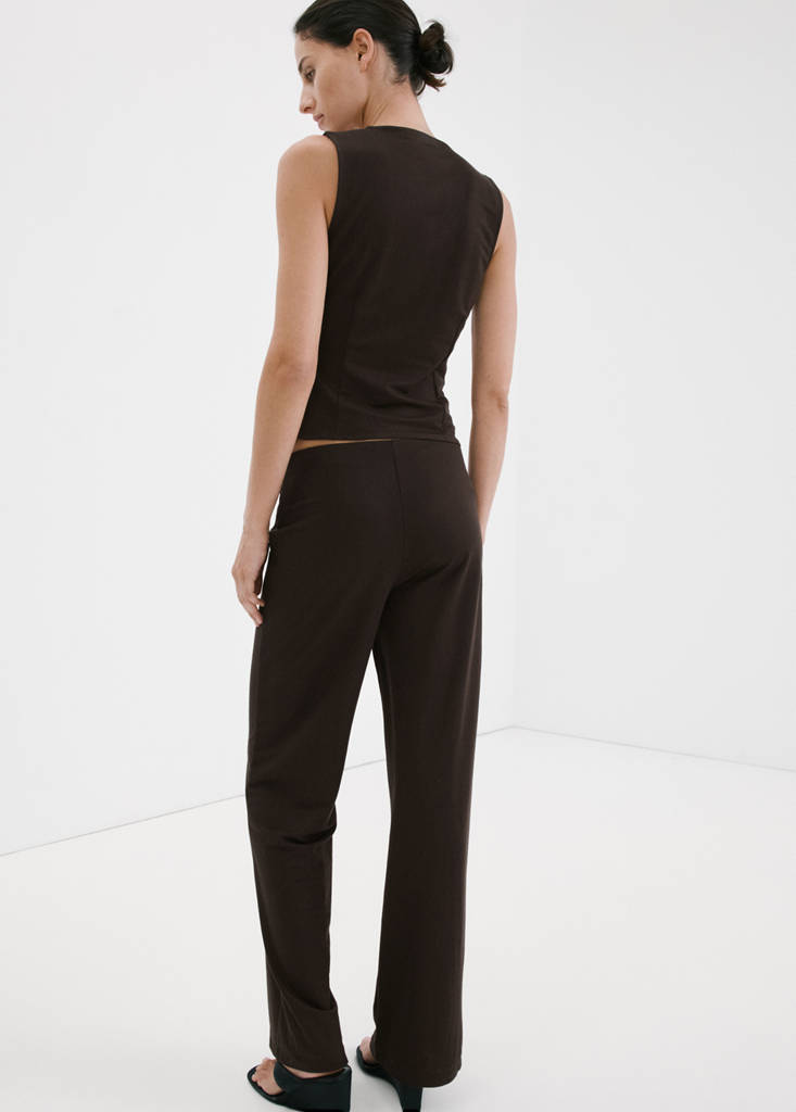 Straight mid-rise trousers — Brown