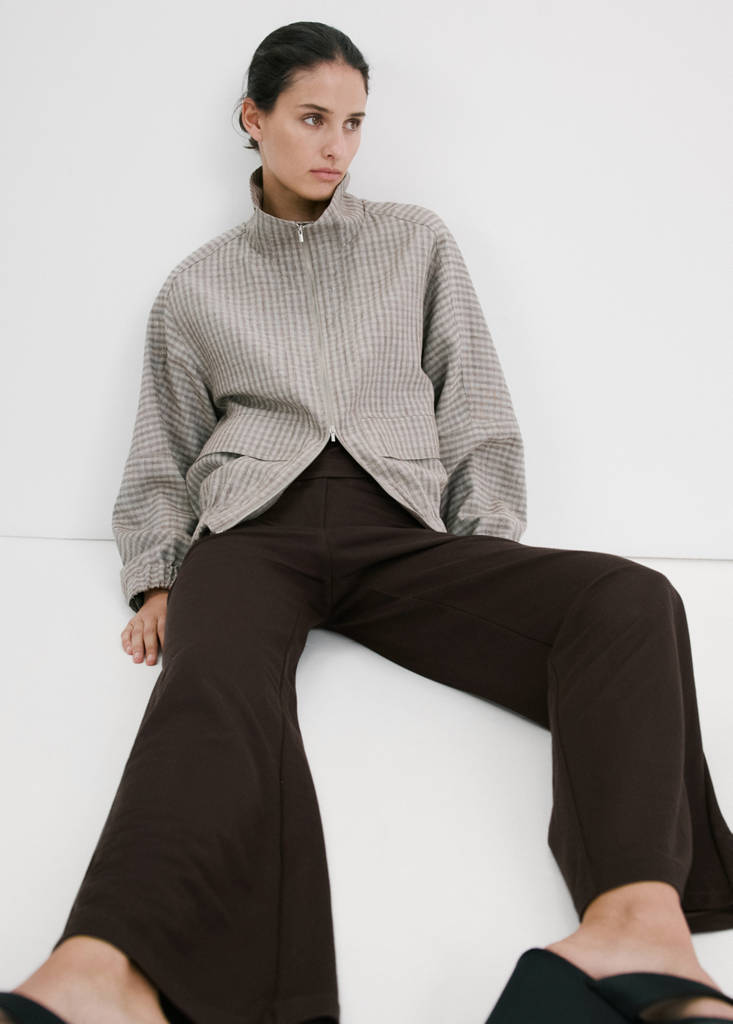 Straight mid-rise trousers — Brown