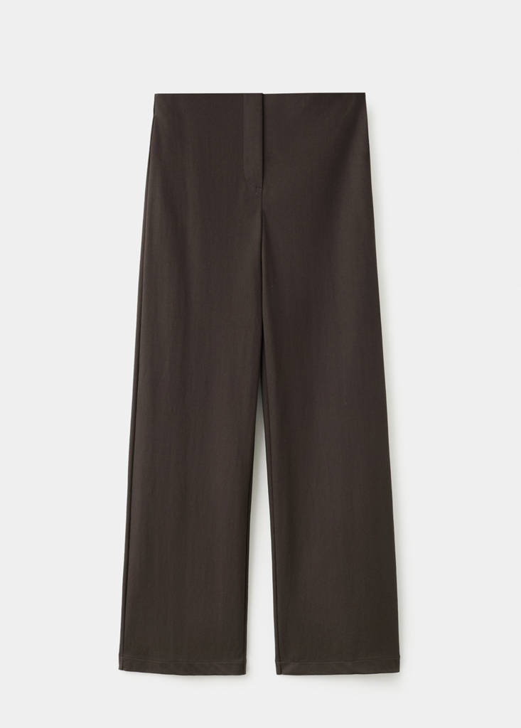 Straight mid-rise trousers — Brown