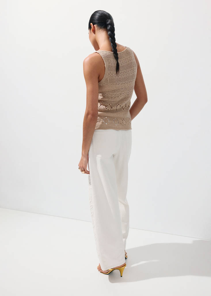 Wide leg jeans with floral embroidery — Off White