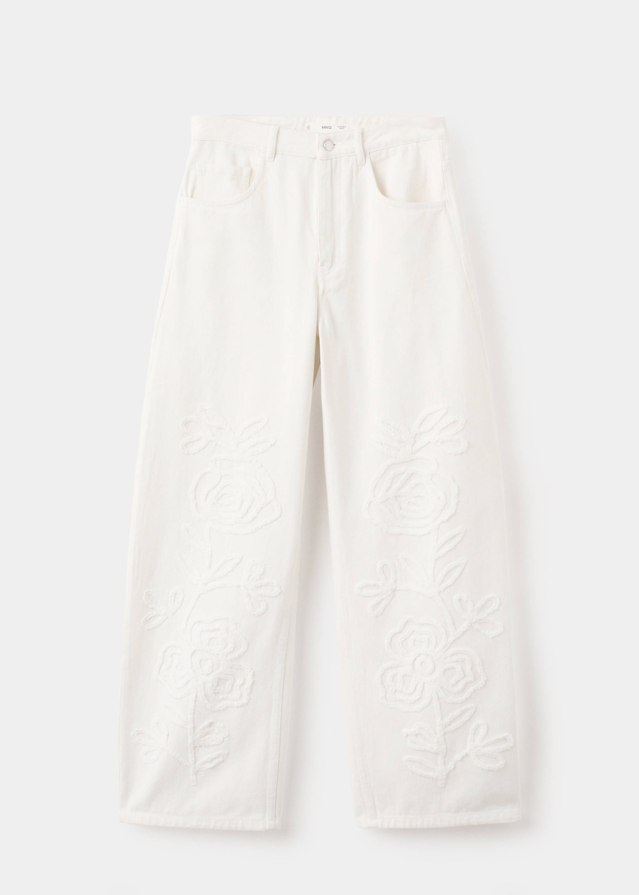 Wide leg jeans with floral embroidery - Article without model