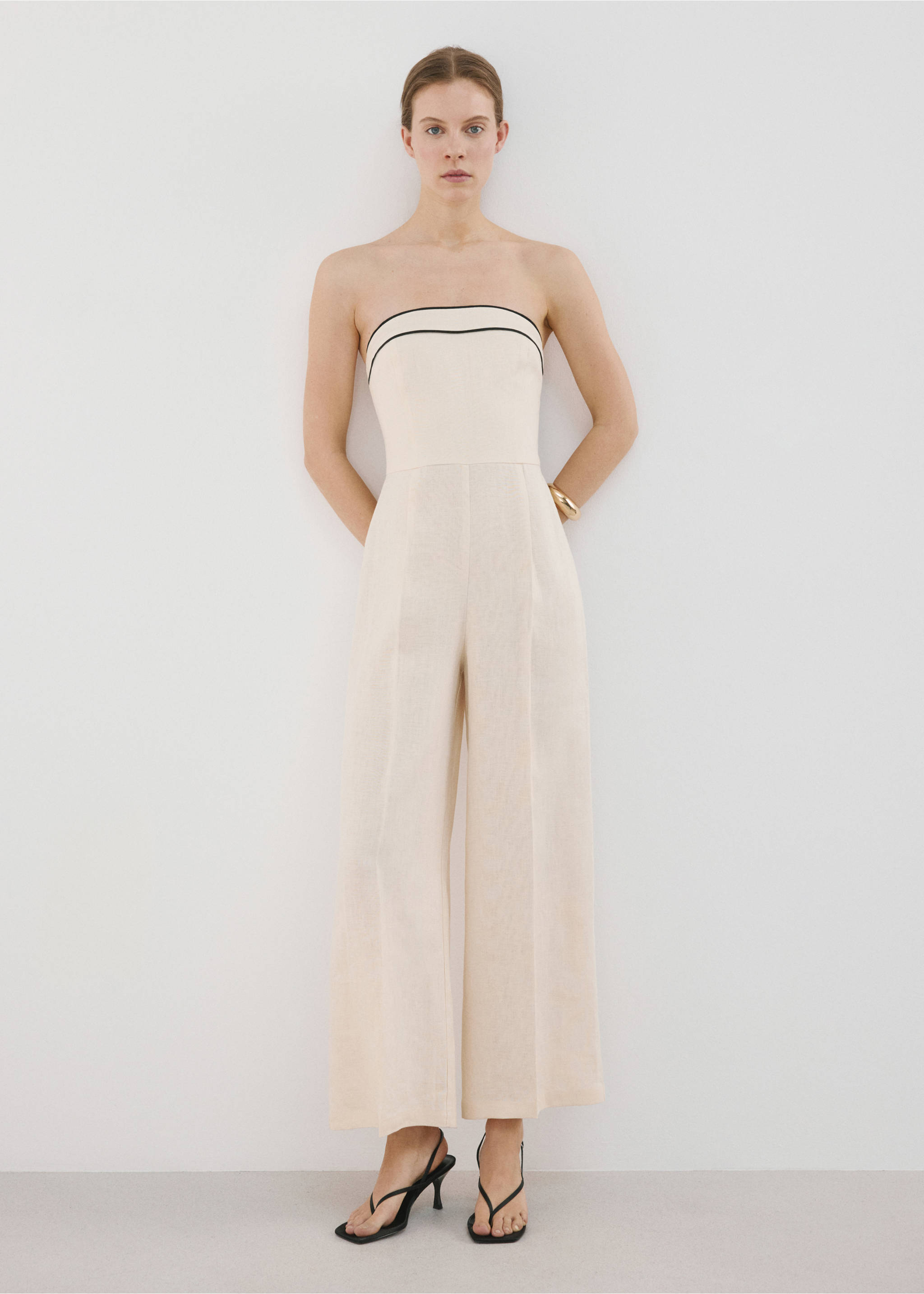 Linen bandeau jumpsuit - General plane, Ecru. Ref: 27057152-00.