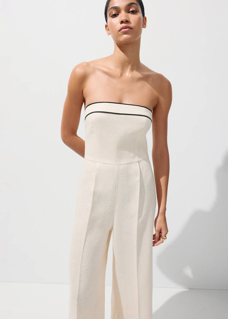 Strapless linen jumpsuit