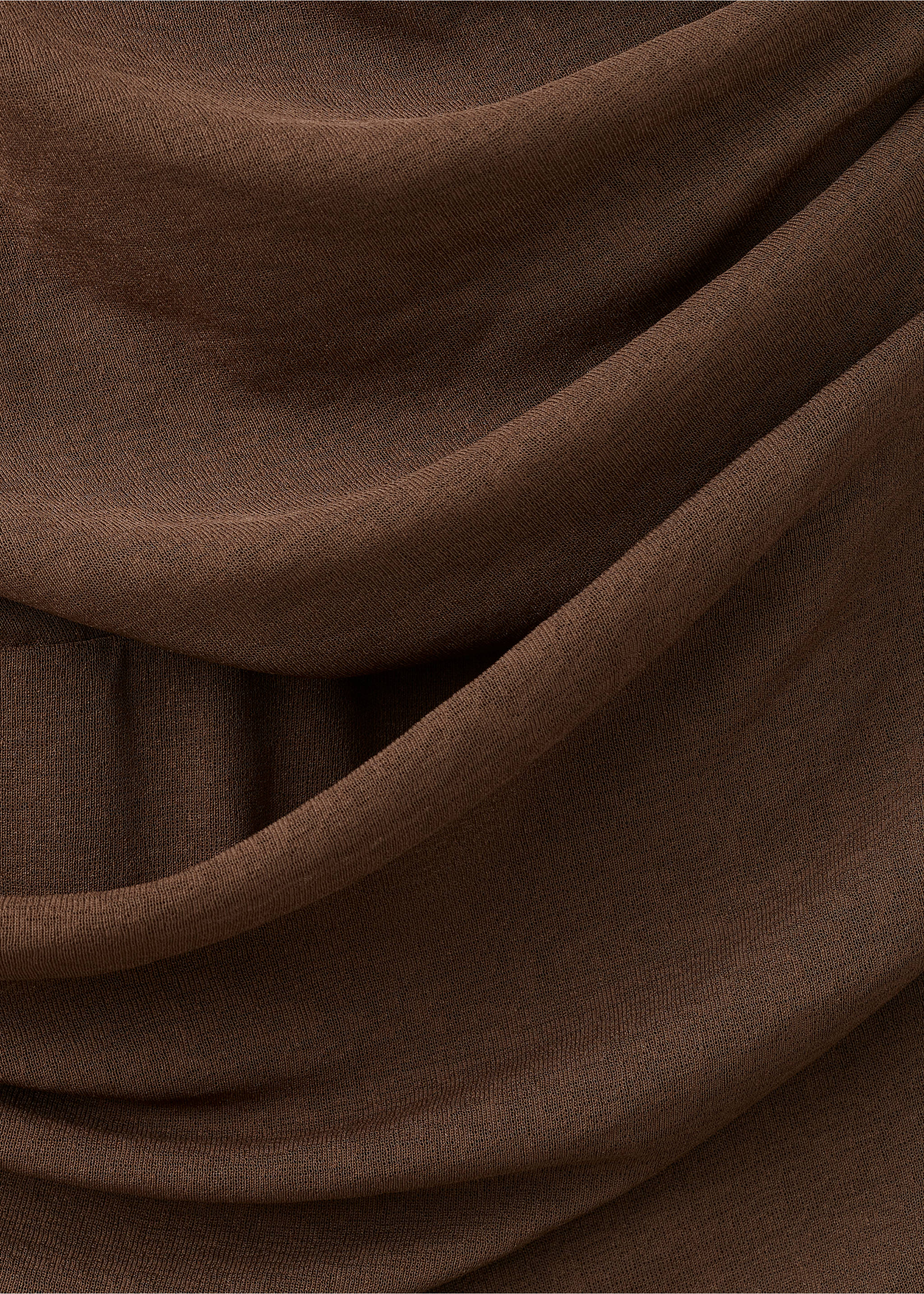 Ruched dress with draped neckline - Details of the article 0, Brown. Ref: 27057155-00.