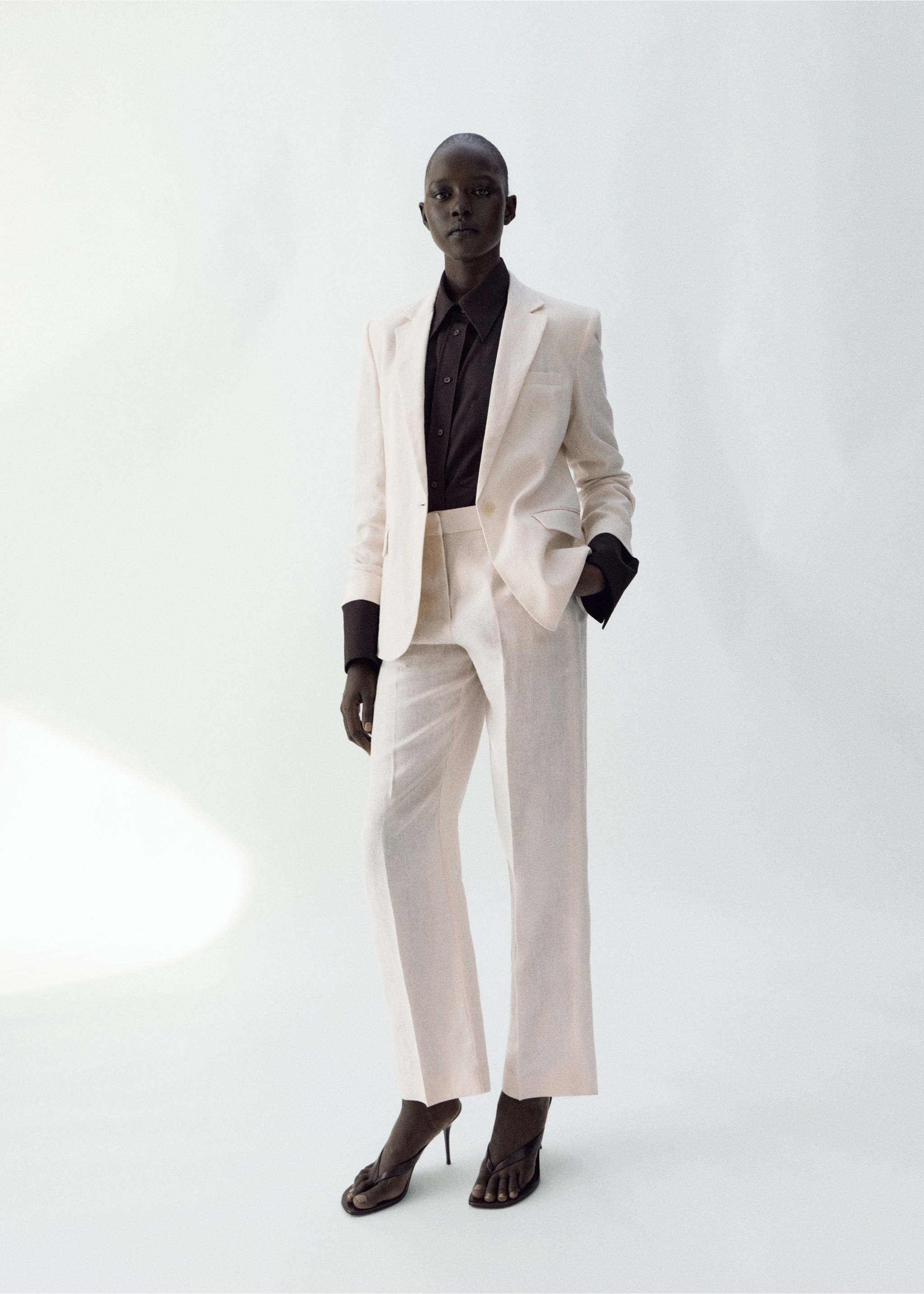 Linen suit jacket - General plane, Ecru. Ref: 27057156-00.