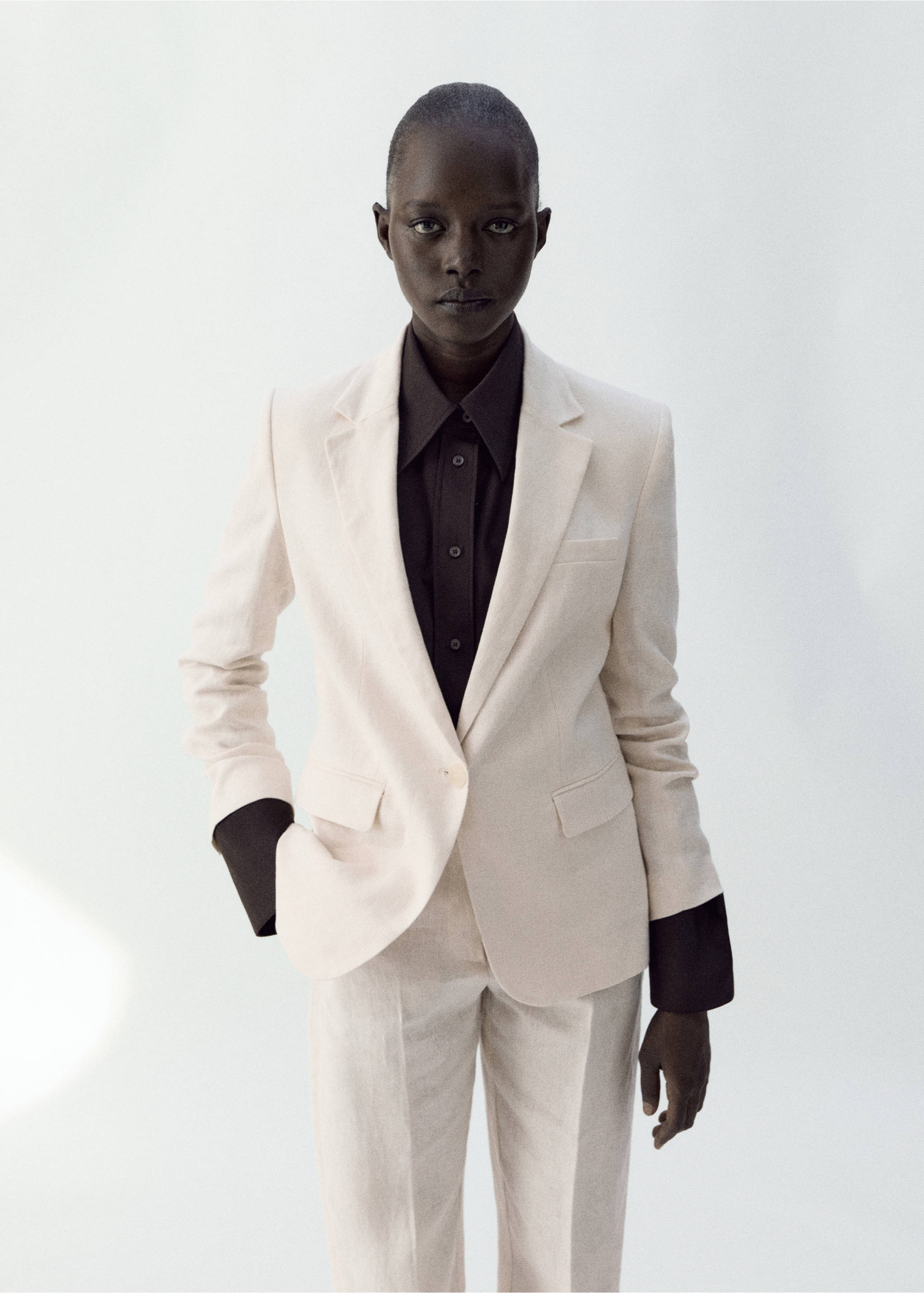 Linen suit jacket - Medium plane, Ecru. Ref: 27057156-00.