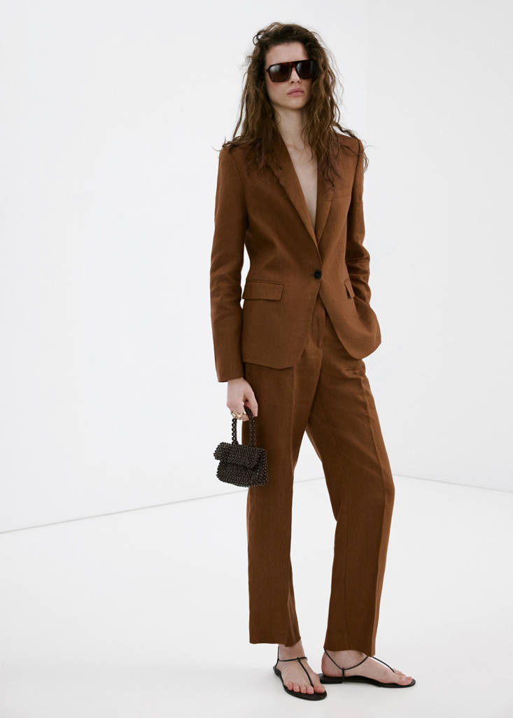 Linen suit jacket — Brown