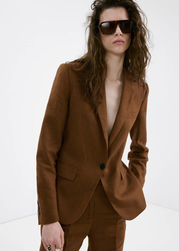 Linen suit jacket — Brown