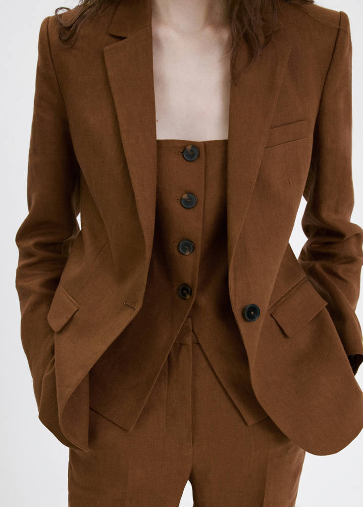 Linen suit jacket — Brown