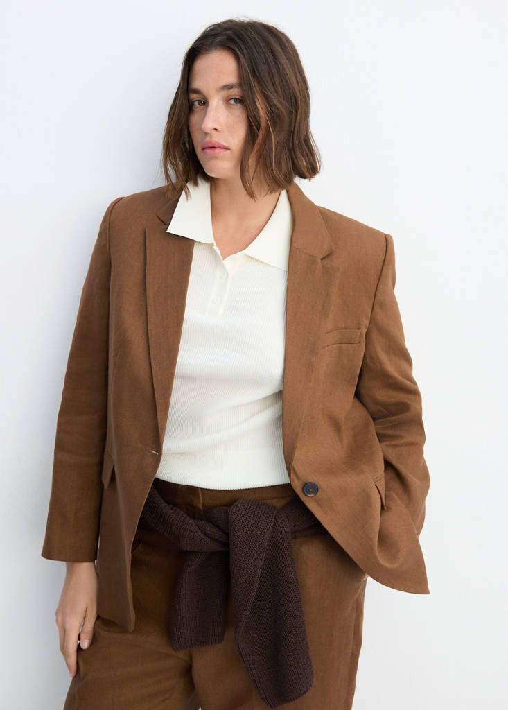 Linen suit jacket — Brown