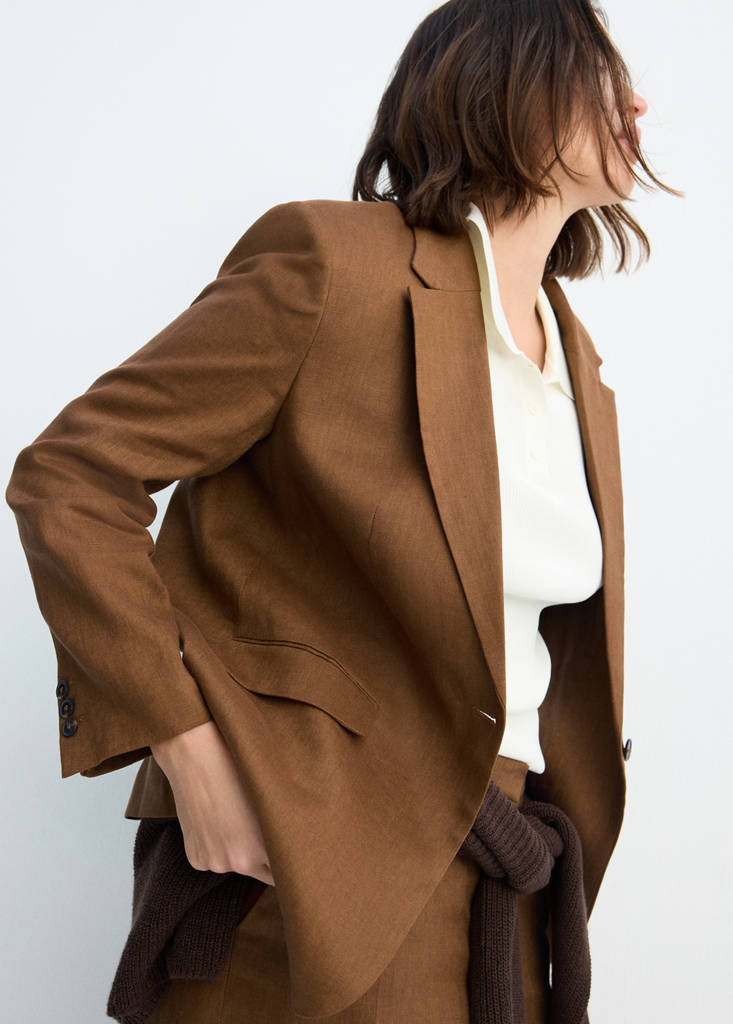 Linen suit jacket — Brown
