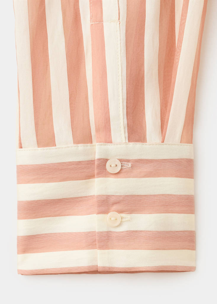 Semi-transparent striped lyocell shirt — Brown
