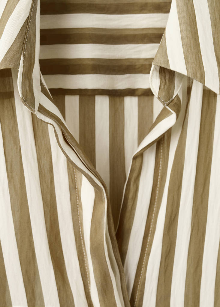 Semi-transparent striped lyocell shirt — Khaki