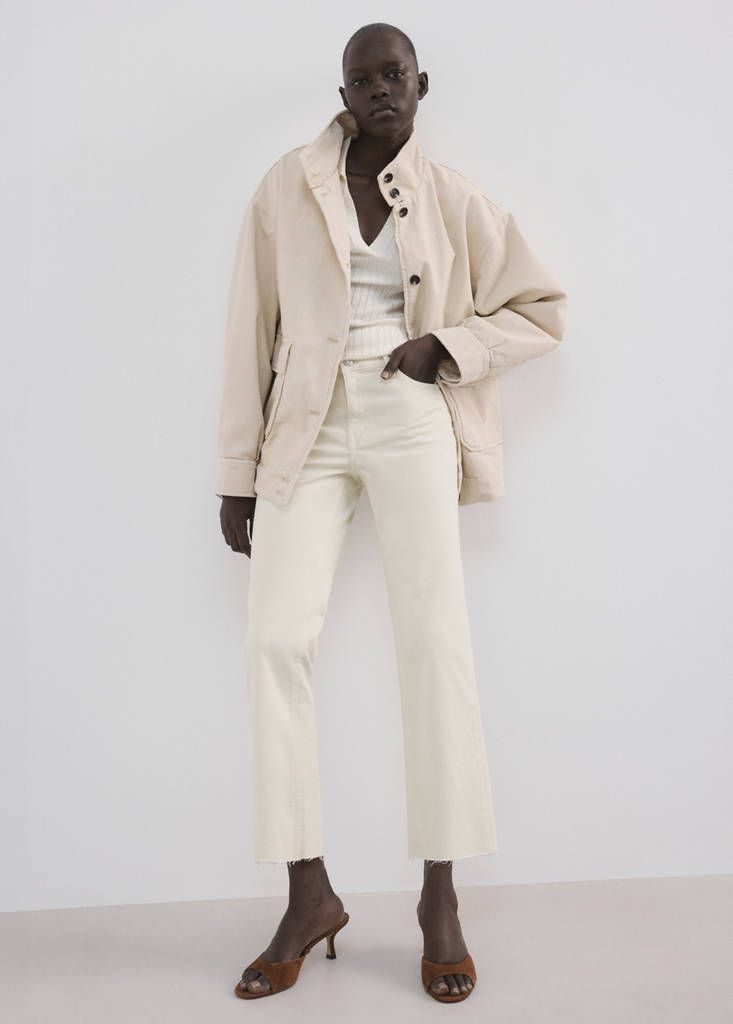 MANGO - Jean Sienna flare crop écru - 38