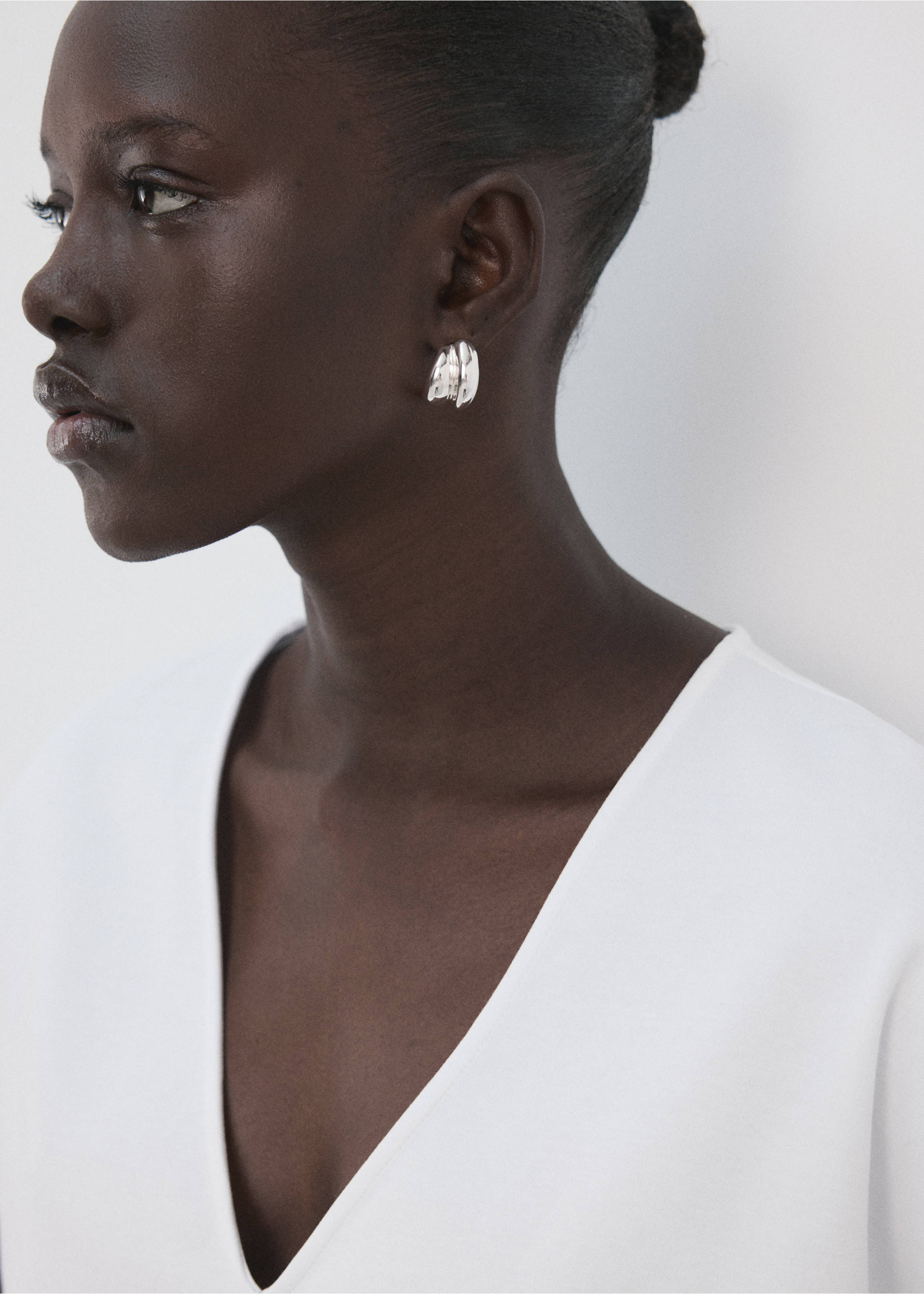 Tricou bumbac cu decolteu în V - Detaliu al articolului 1, Alb. Ref: 27057164-00.