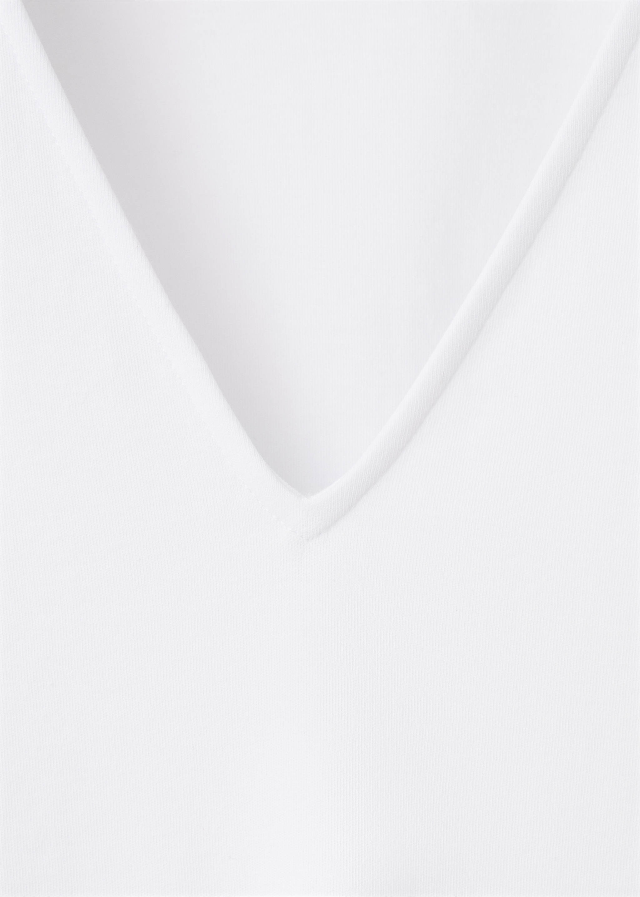Tricou bumbac cu decolteu în V - Detaliu al articolului 8, Alb. Ref: 27057164-00.