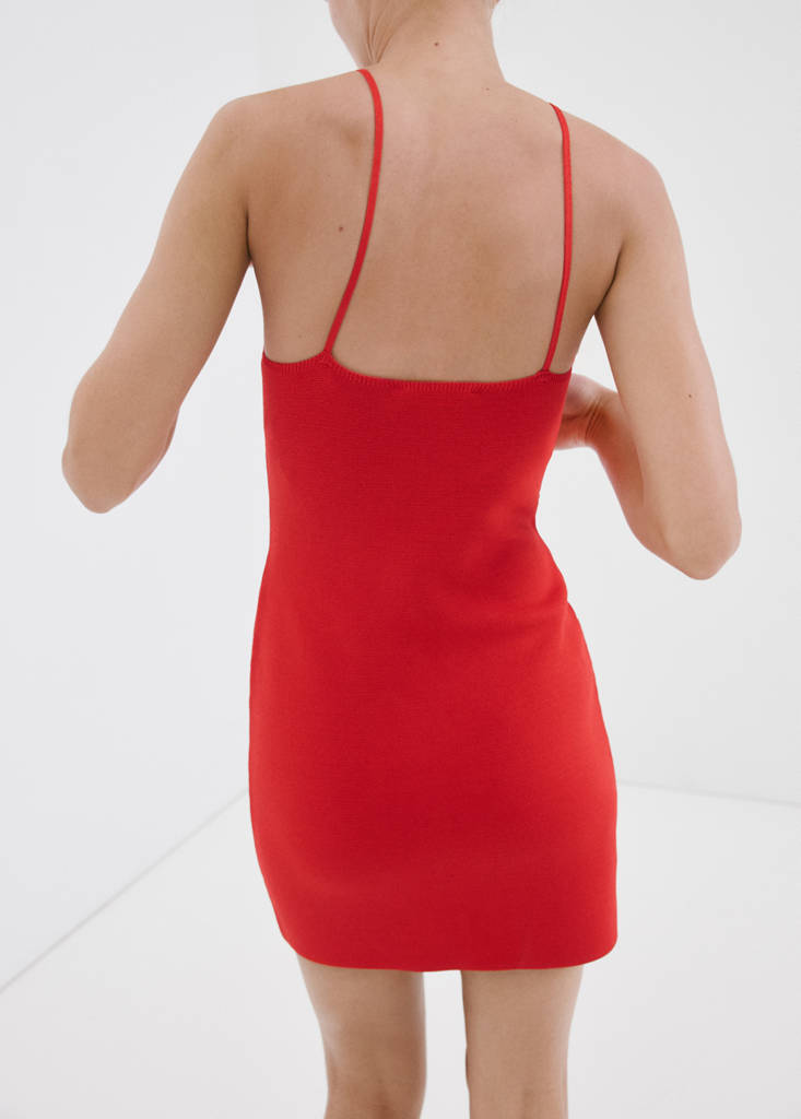 Halter-neck knitted dress — Red