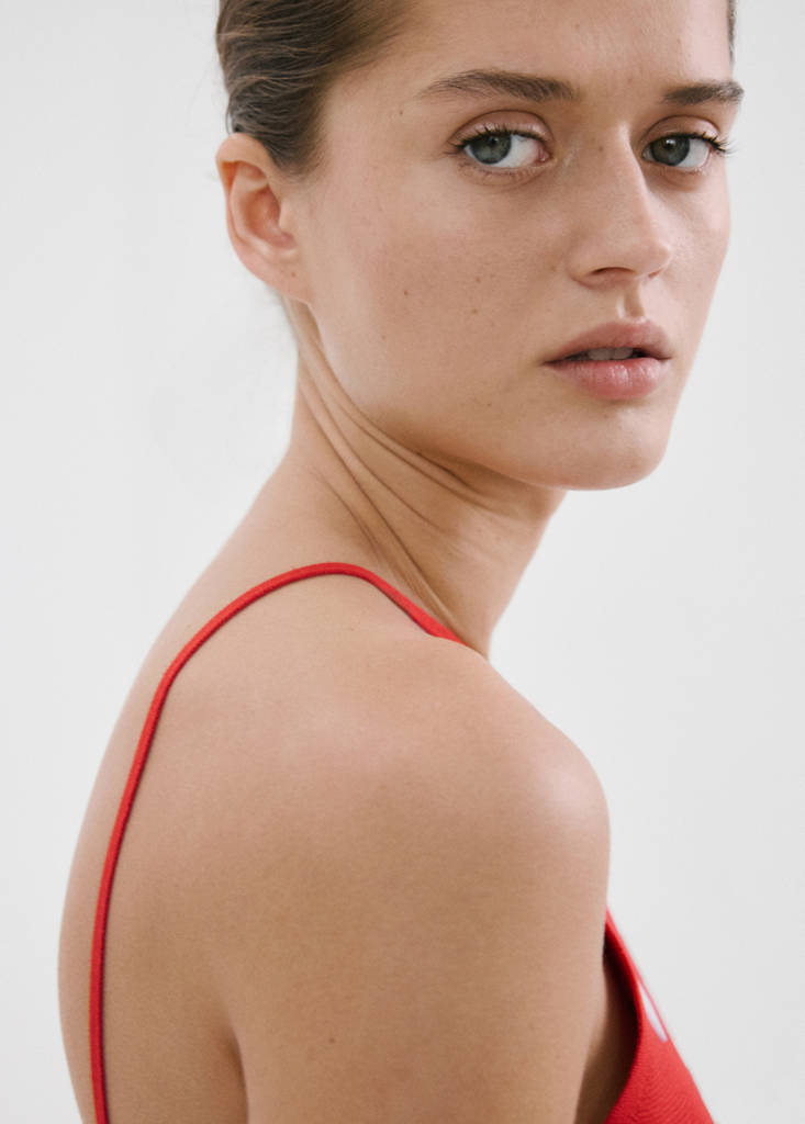 Halter-neck knitted dress — Red