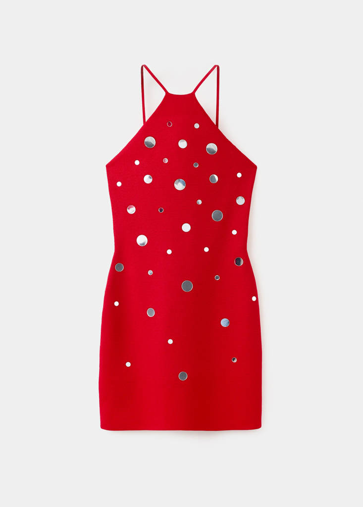 Halter-neck knitted dress — Red
