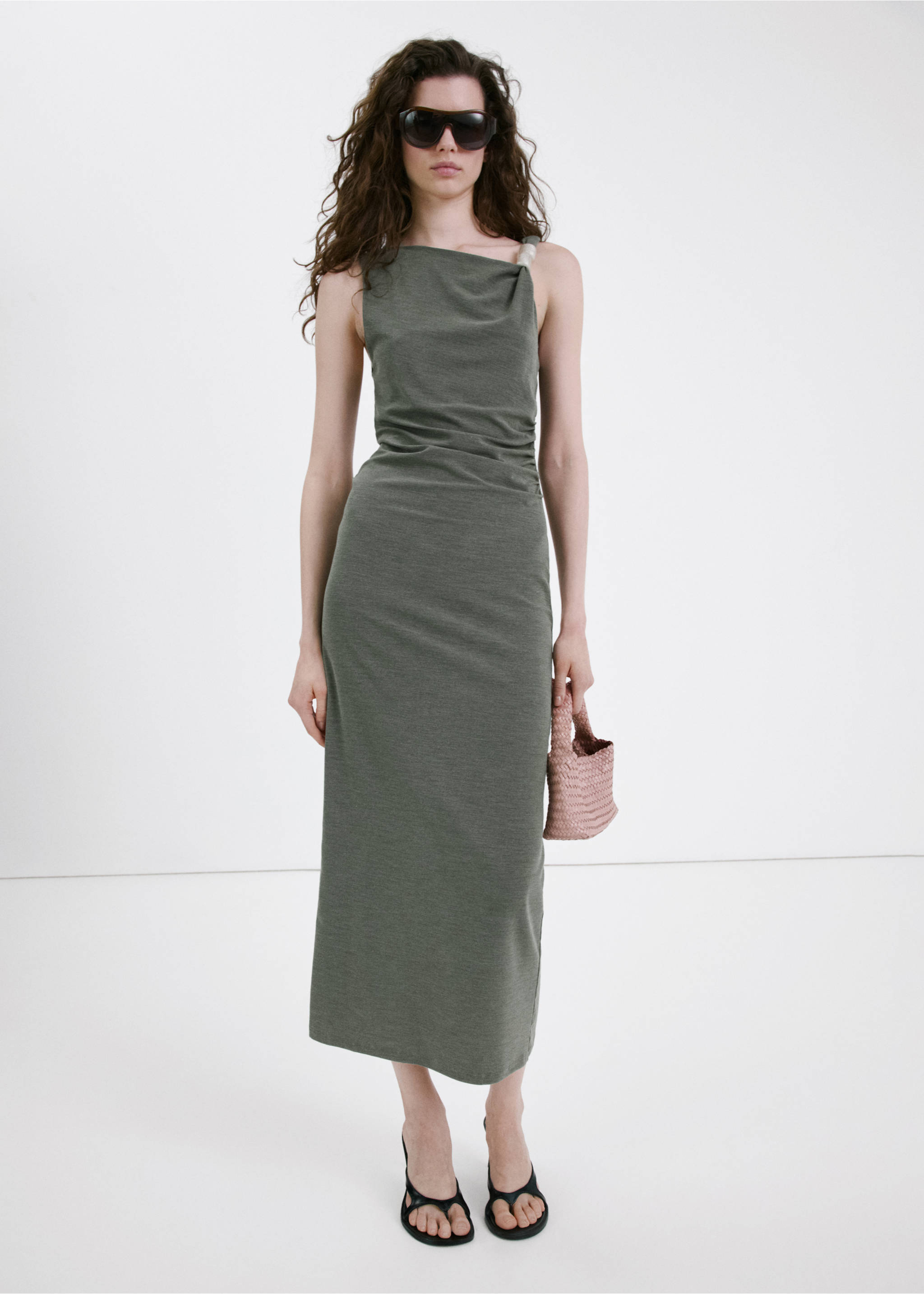 Fitted dress with metal detail - General plane, Green. Ref: 27057166-00.