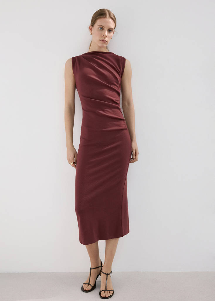 Long draped dress — Russet