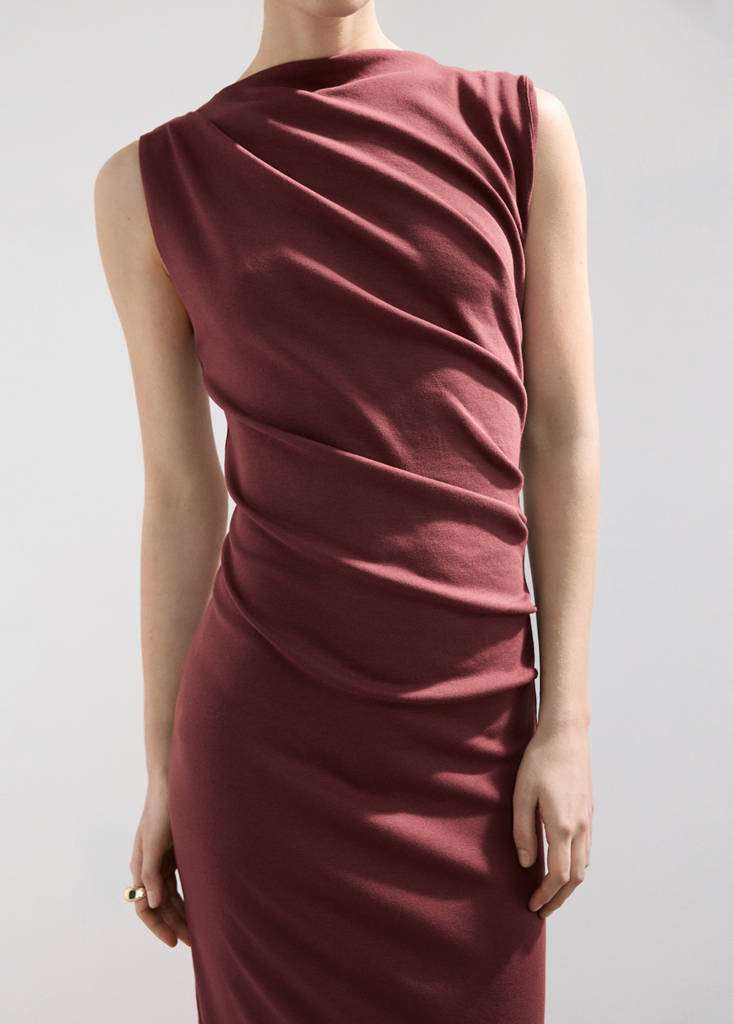 Long draped dress — Russet