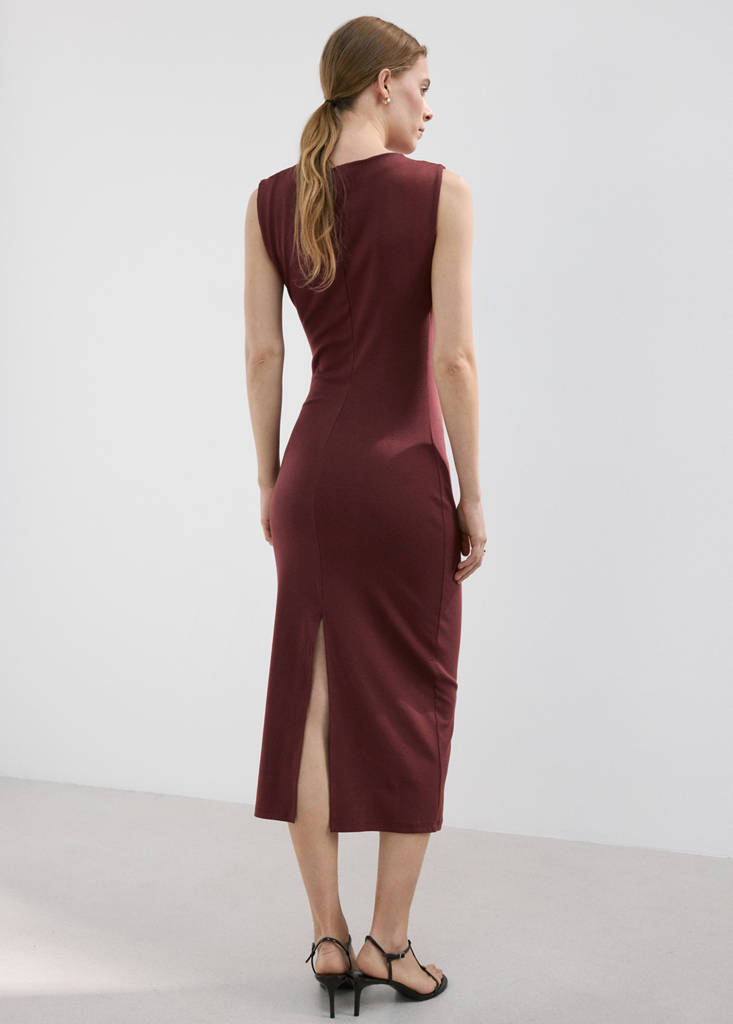 Long draped dress — Russet