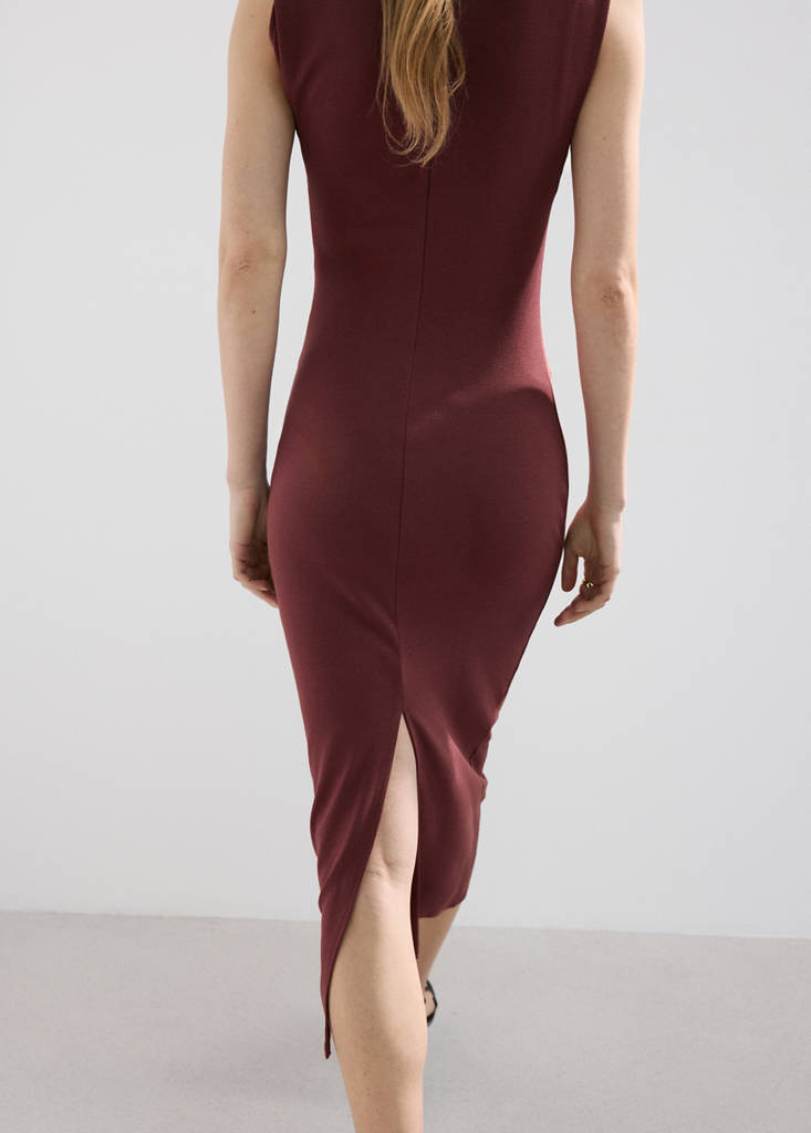 Long draped dress — Russet