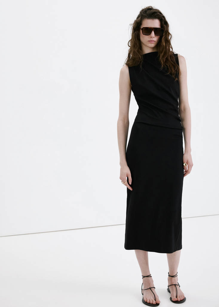 Long draped dress — Black