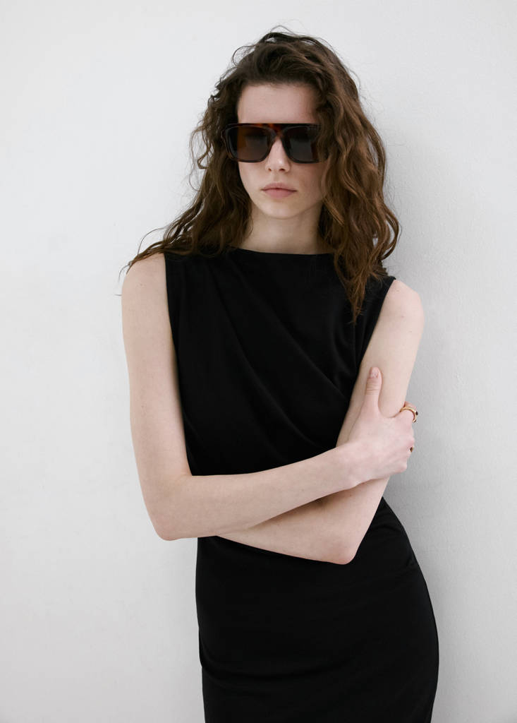 Long draped dress — Black