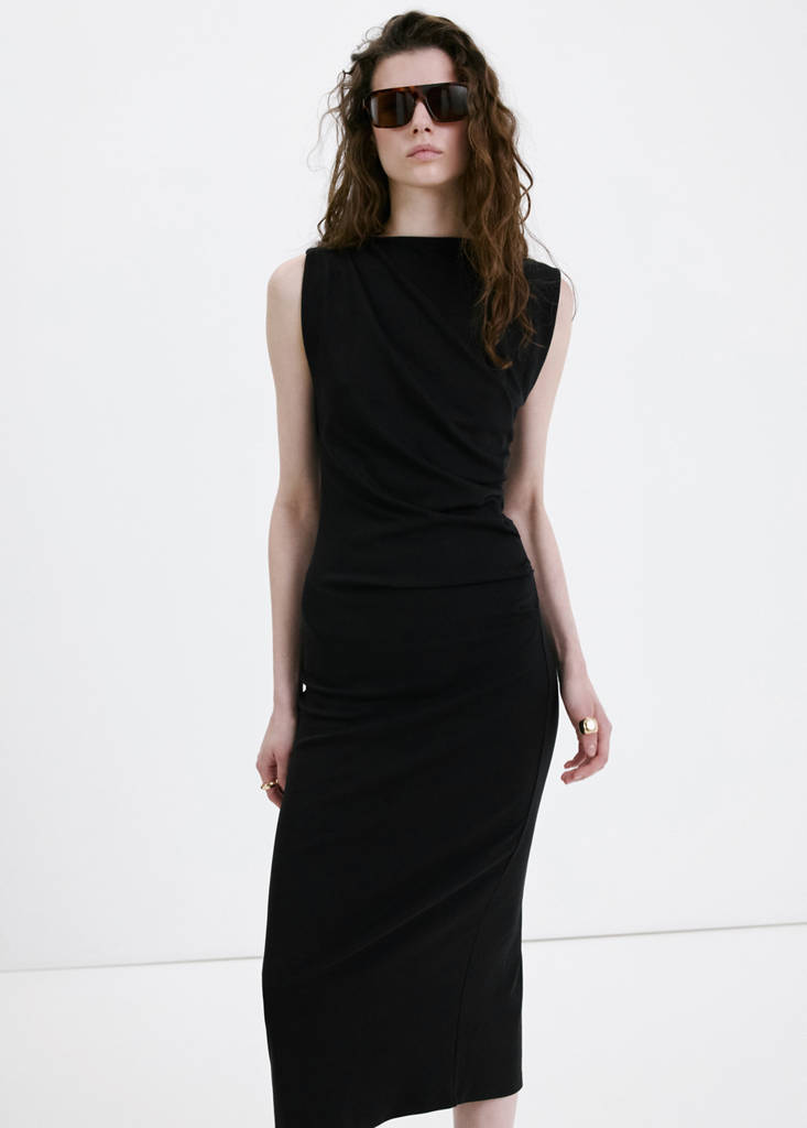 Long draped dress — Black