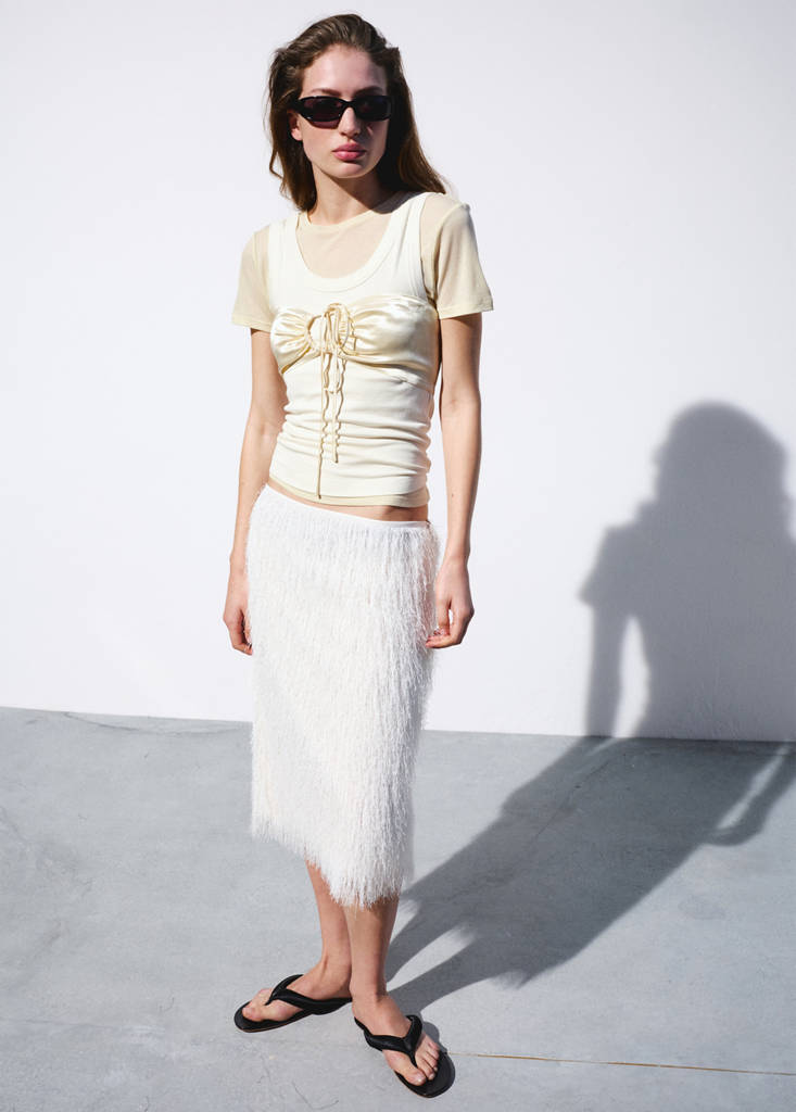 Two-tone contrast T-shirt — Off White