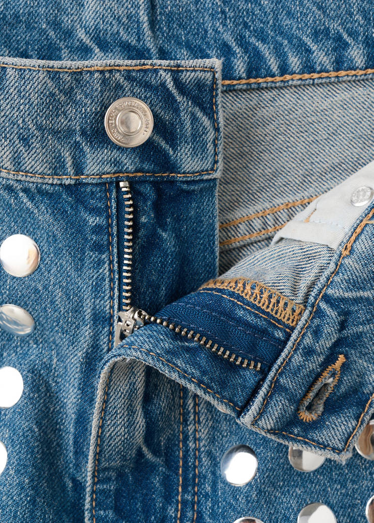 Straight-fit jeans with studs — Medium Blue