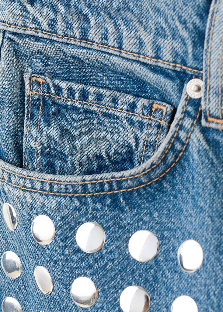 Straight-fit jeans with studs — Medium Blue